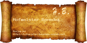 Hofmeister Benedek névjegykártya